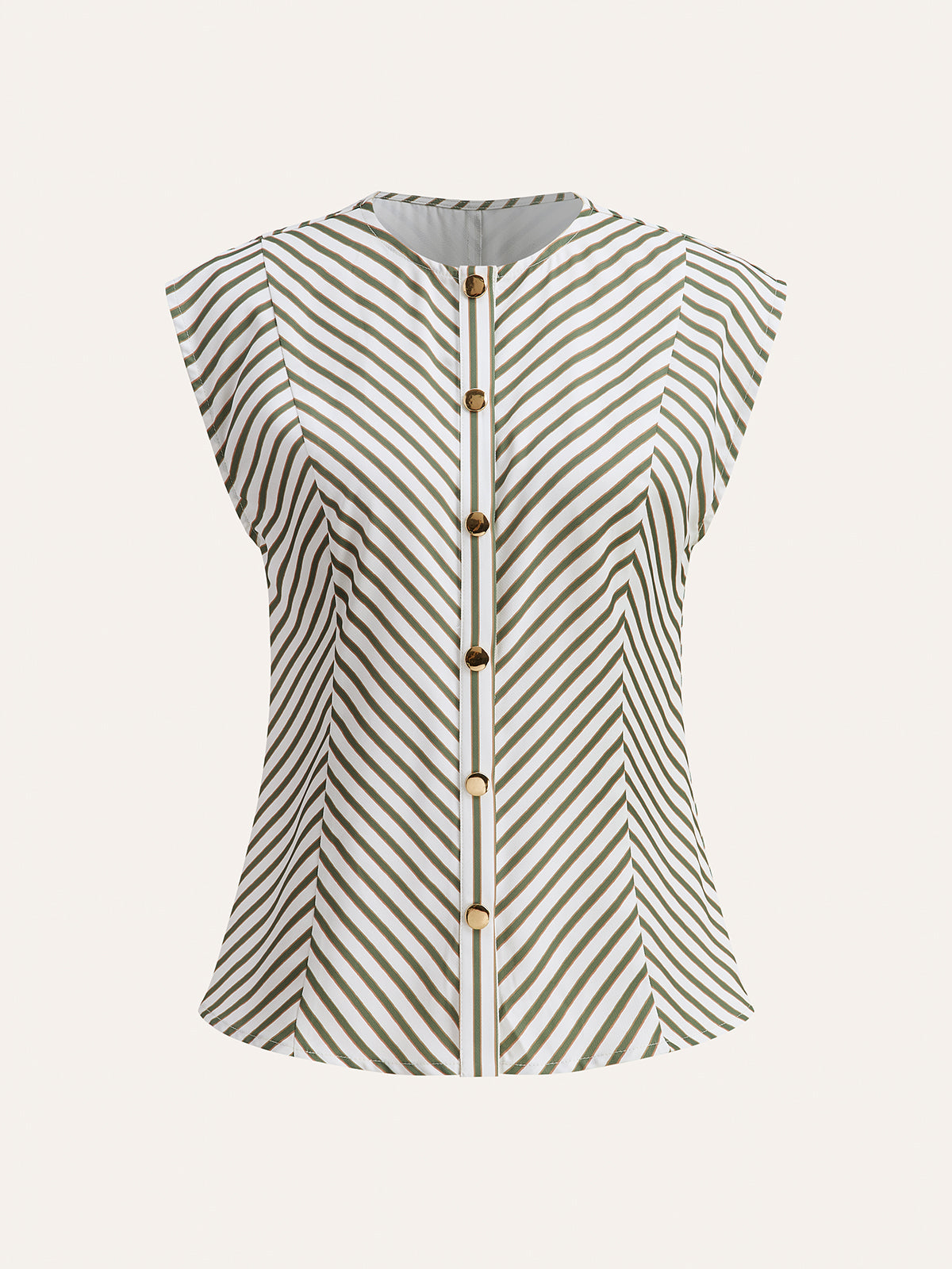 Striped Metal Round-Neck Shirt With Belt Striped Metal Round-Neck Shirt With Belt