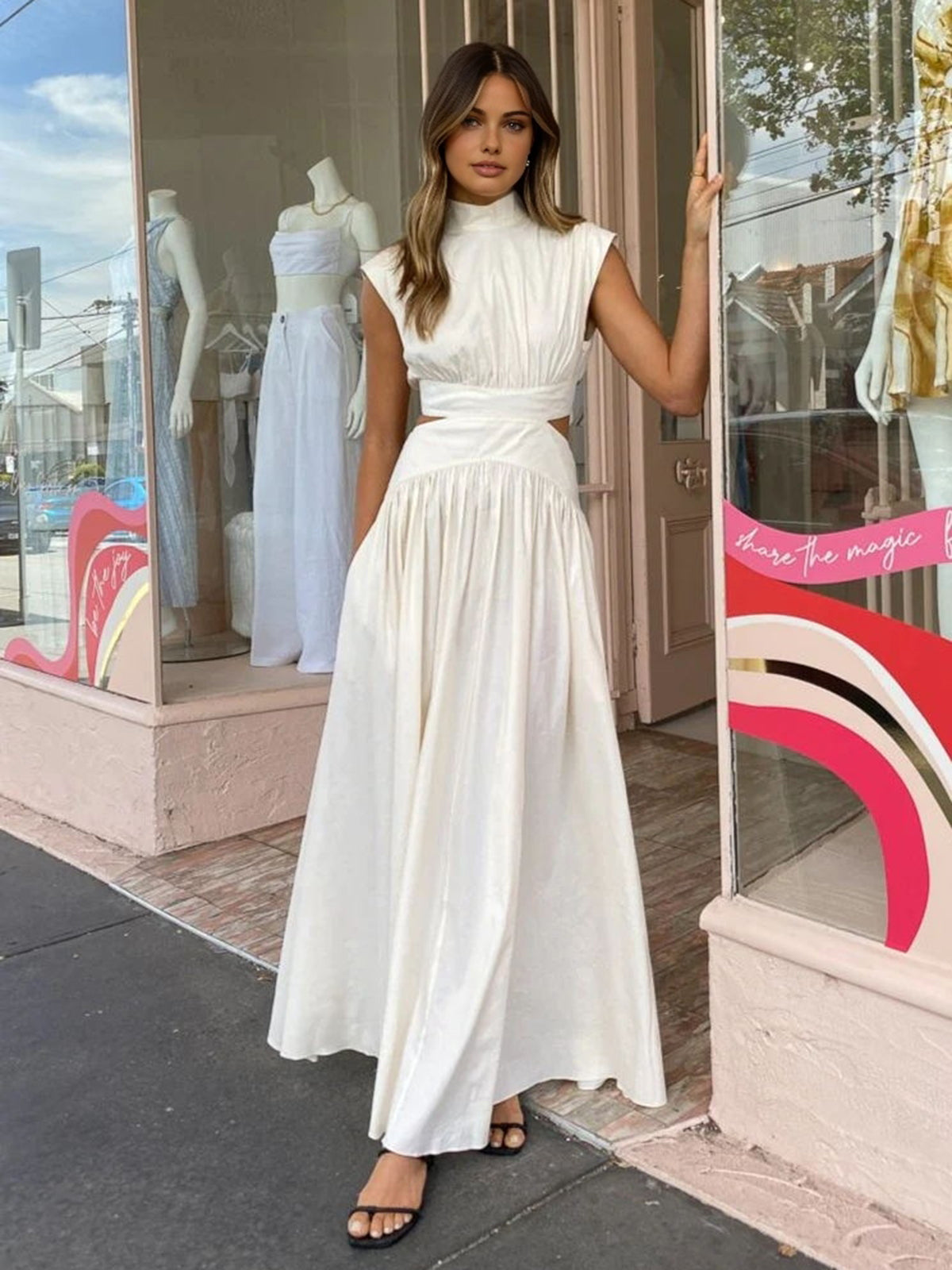 Mock Neck Cut Out Long Dress Mock Neck Cut Out Long Dress