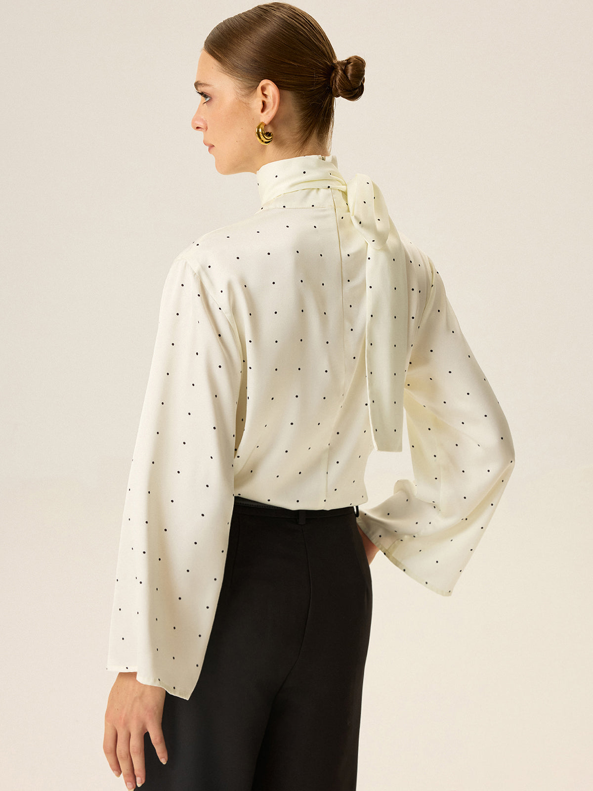 Polka Dot Satin High-Neck Blouse Polka Dot Satin High-Neck Blouse