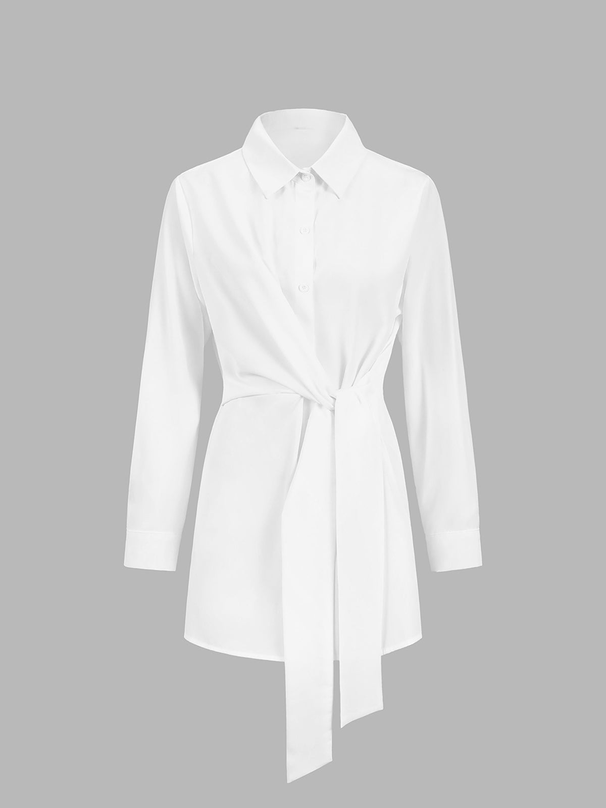 Semi-Sheer Button Down Tied Long Shirt Semi-Sheer Button Down Tied Long Shirt