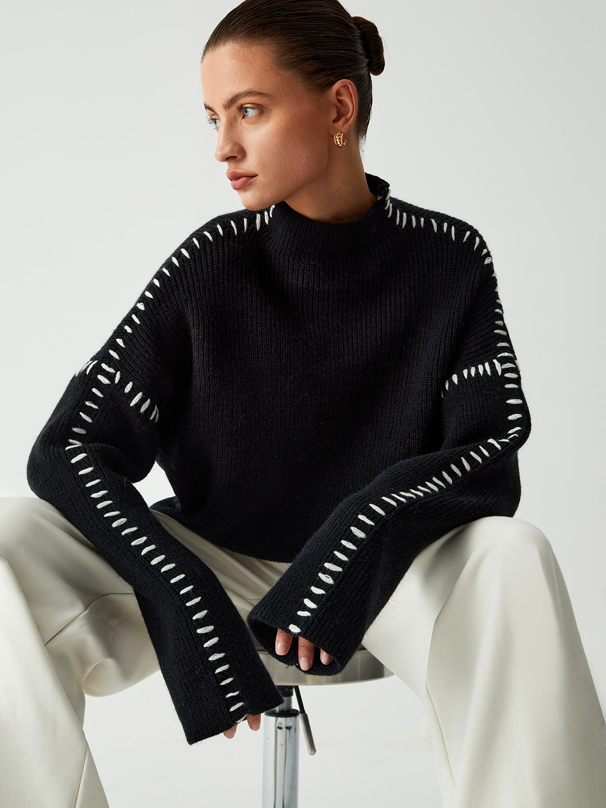 Shift The Focus Oversized Mock Neck Sweater Shift The Focus Oversized Mock Neck Sweater