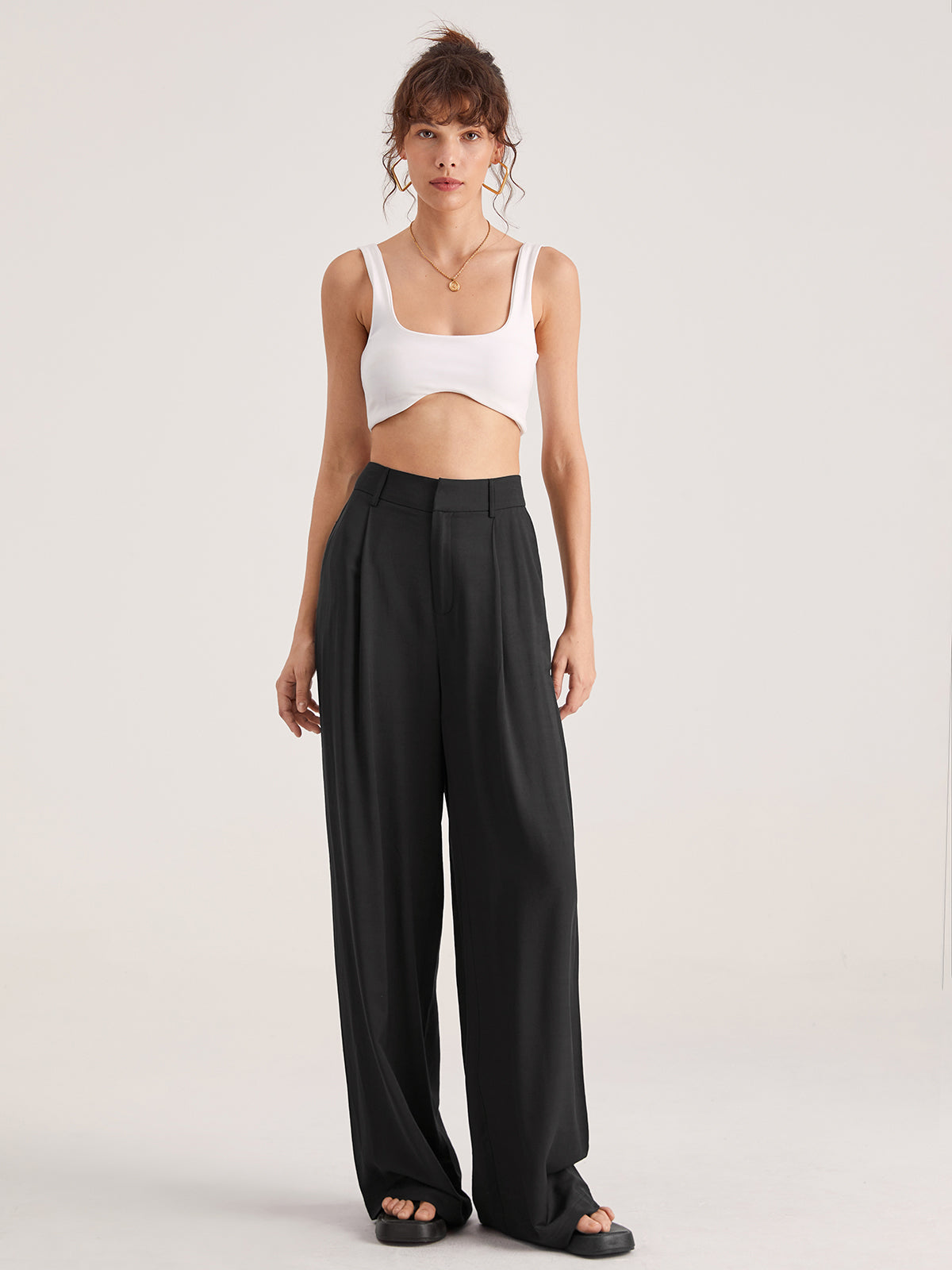 Oversized High Waisted Pleat Front Trousers Oversized High Waisted Pleat Front Trousers