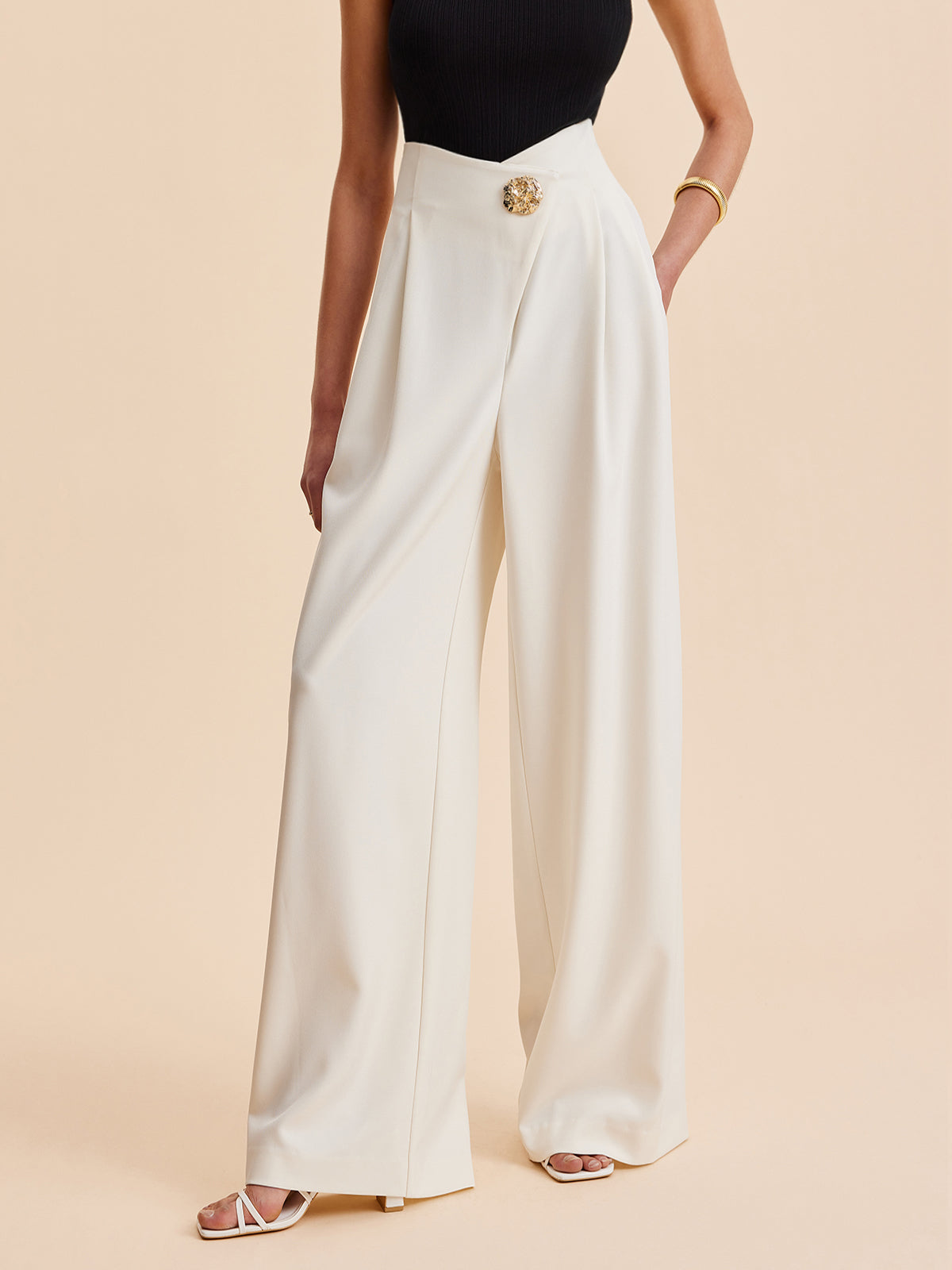 Embellished High-Waist Wide-Leg Pants Embellished High-Waist Wide-Leg Pants