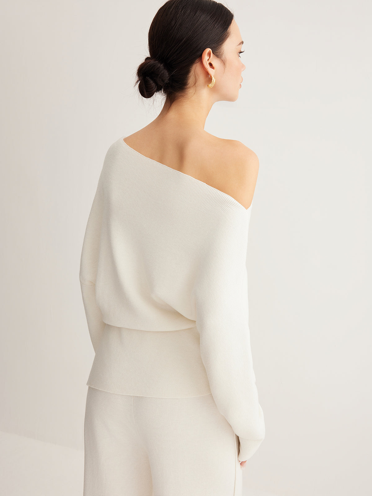 Wool-Blend Asymmetrical Neck Knit Top Wool-Blend Asymmetrical Neck Knit Top