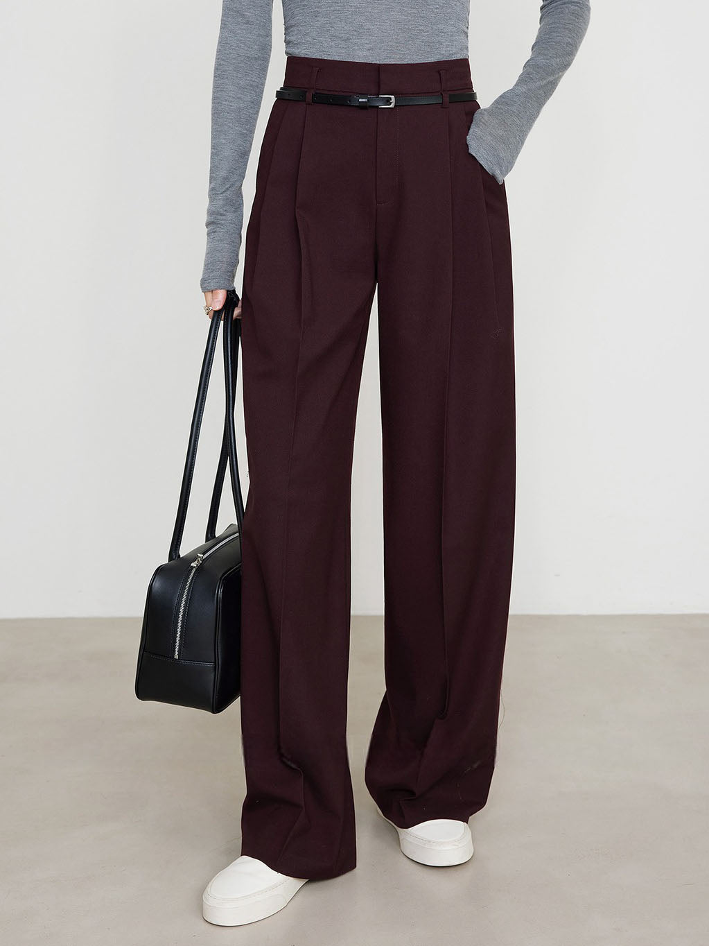 Utility High-Waist Pleated Pants Without Belt Utility High-Waist Pleated Pants Without Belt