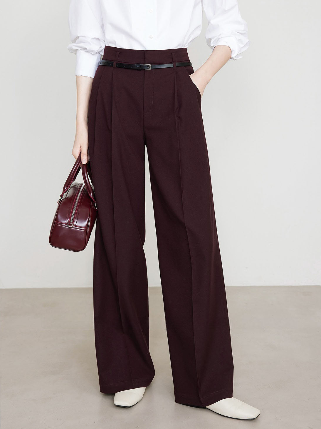 Utility High-Waist Pleated Pants Without Belt Utility High-Waist Pleated Pants Without Belt