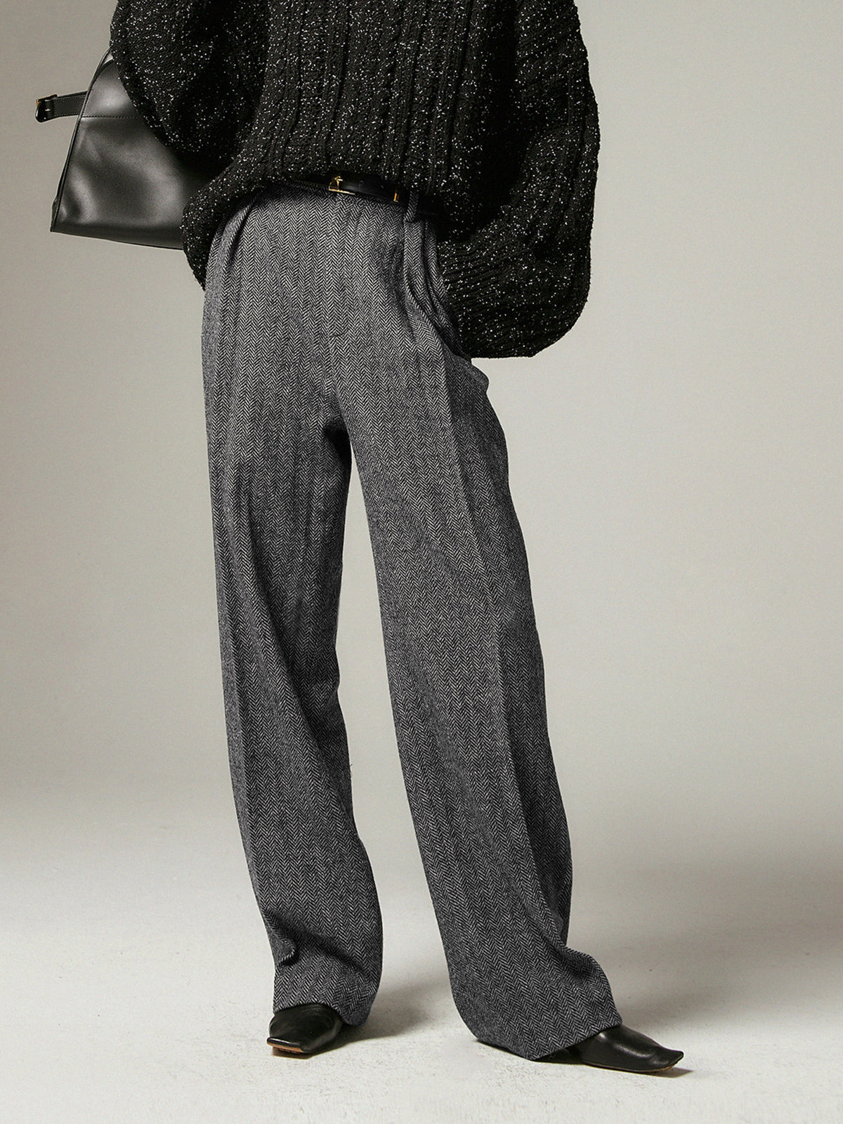 Herringbone Pockets Wide Leg Dress Pants Herringbone Pockets Wide Leg Dress Pants