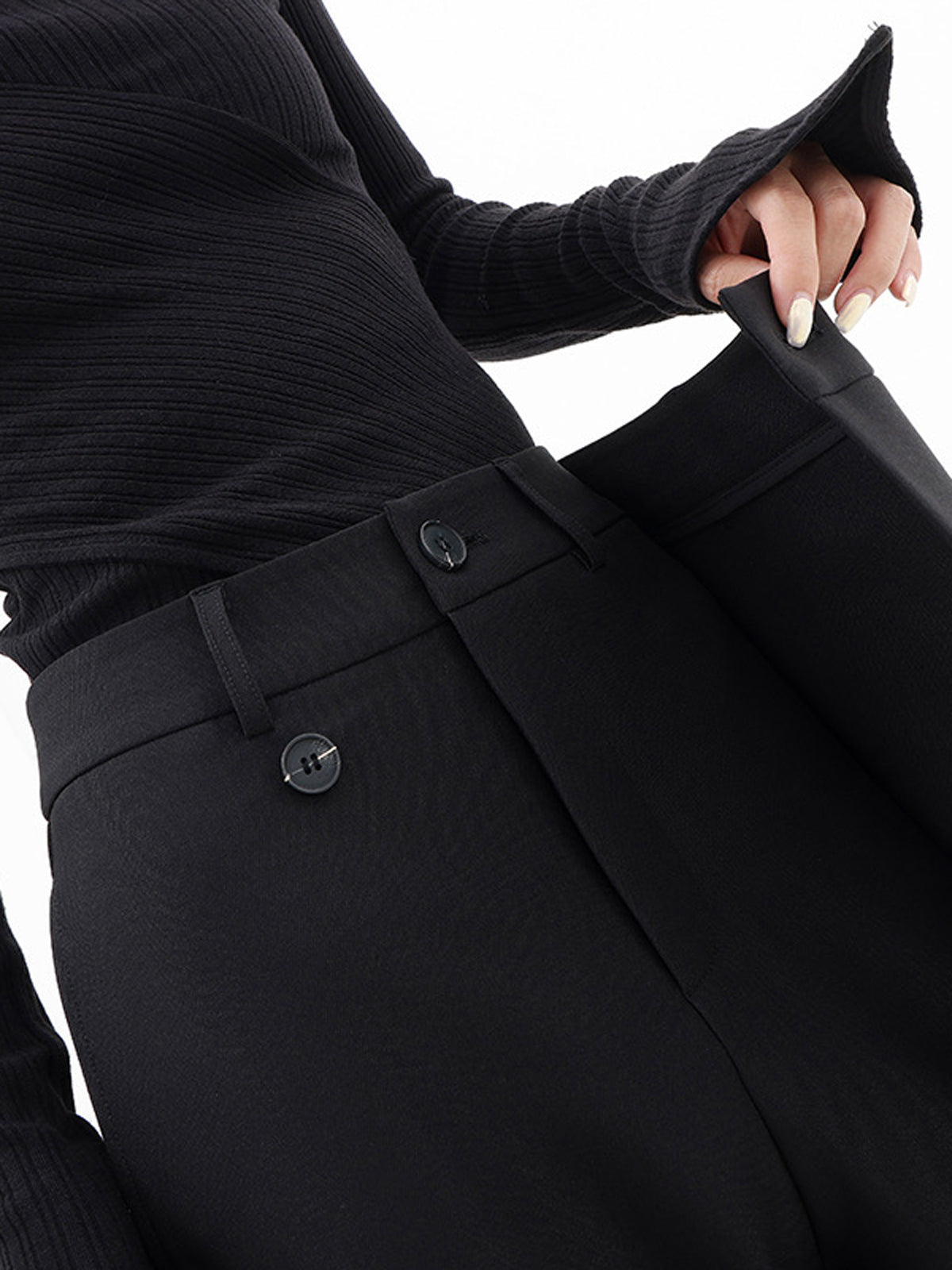 Asymmetrical Layer Button Wide Leg Dress Pants Asymmetrical Layer Button Wide Leg Dress Pants