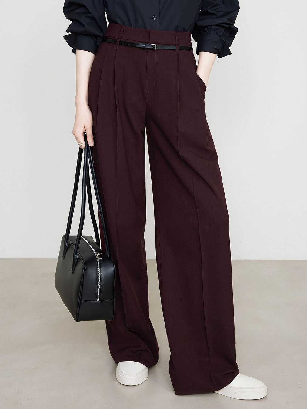 Utility High-Waist Pleated Pants Without Belt Utility High-Waist Pleated Pants Without Belt