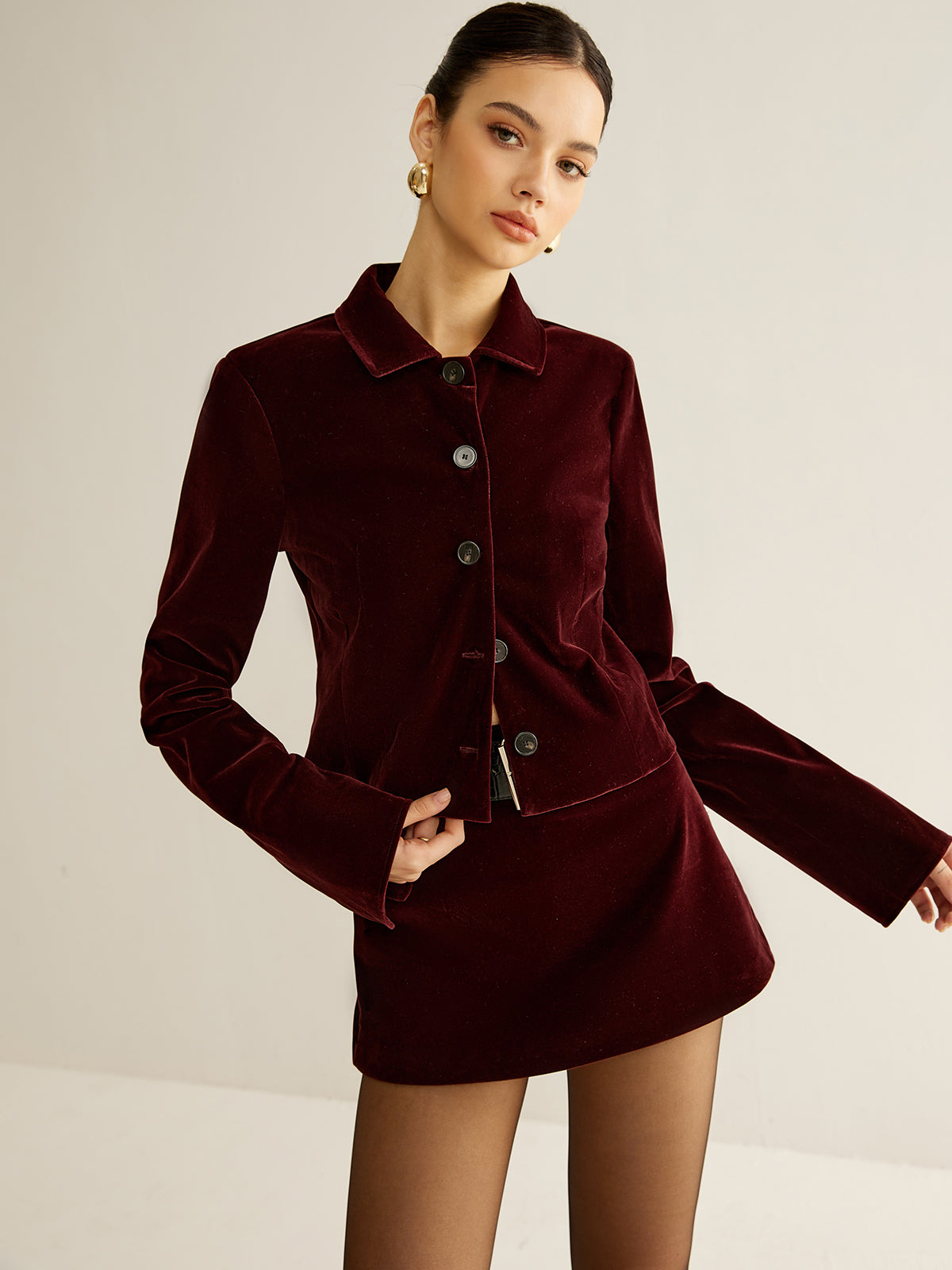 Velvet Lapel Short Blazer Velvet Lapel Short Blazer