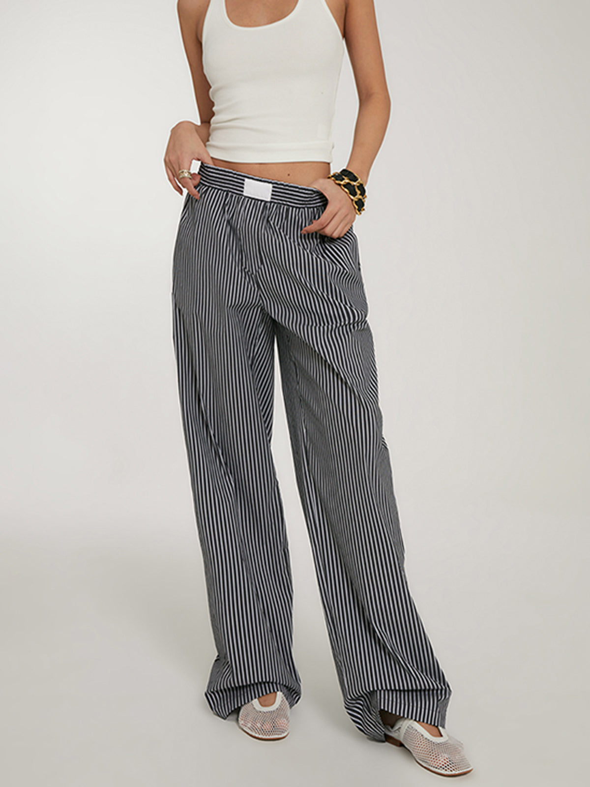 Casual Striped Wide Leg Pants Casual Striped Wide Leg Pants