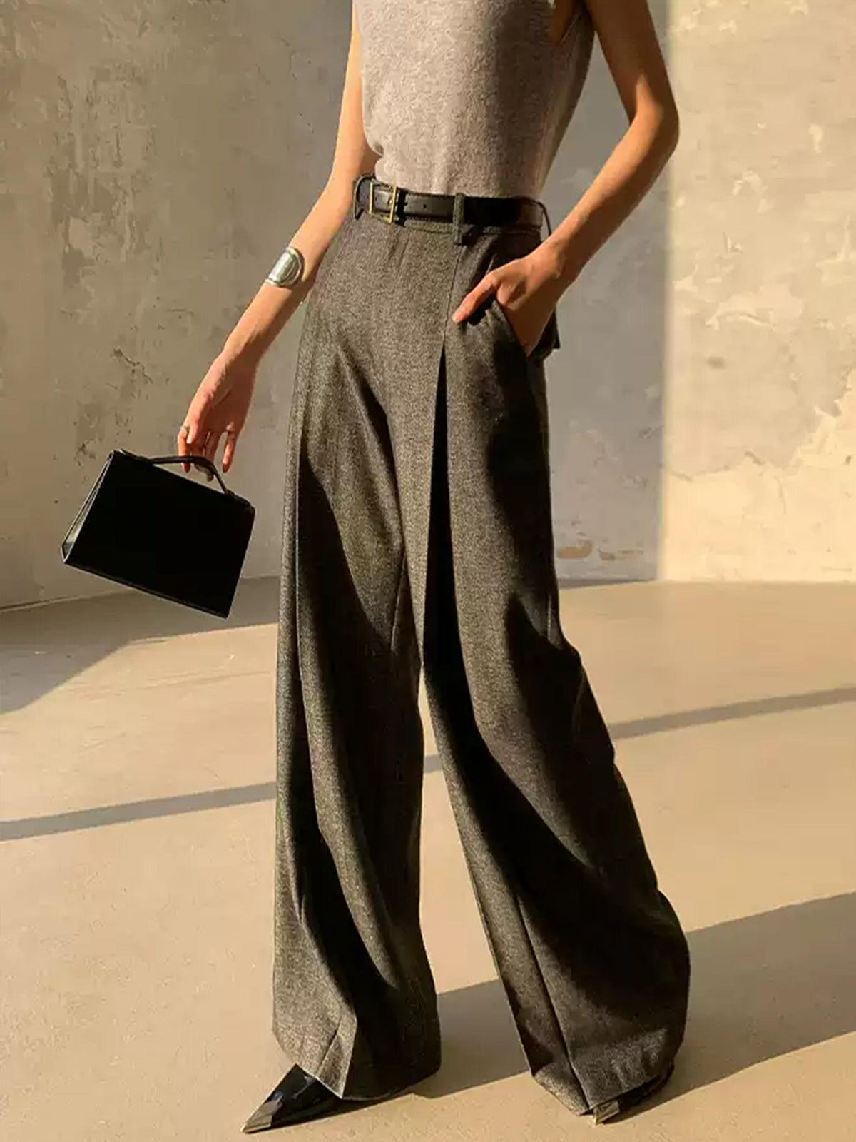 High Waist Pleated Pants Without Belt High Waist Pleated Pants Without Belt
