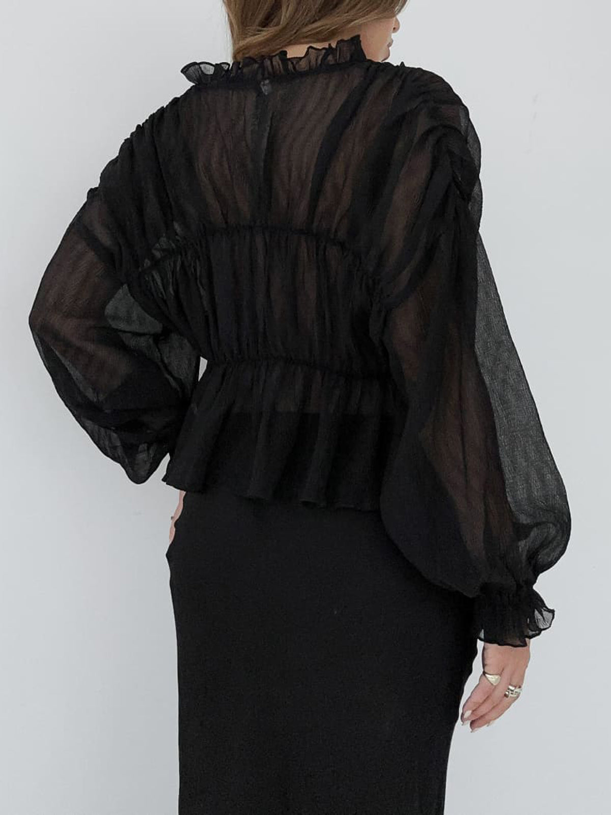 Sheer Chiffon Ruffle Detail Blouse Sheer Chiffon Ruffle Detail Blouse