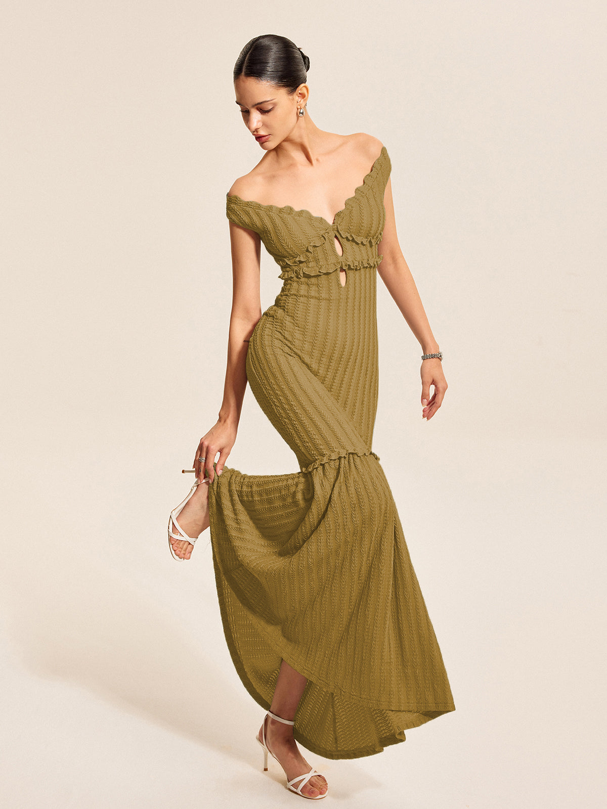 Off-Shoulder Ruffle Detail Dress Off-Shoulder Ruffle Detail Dress