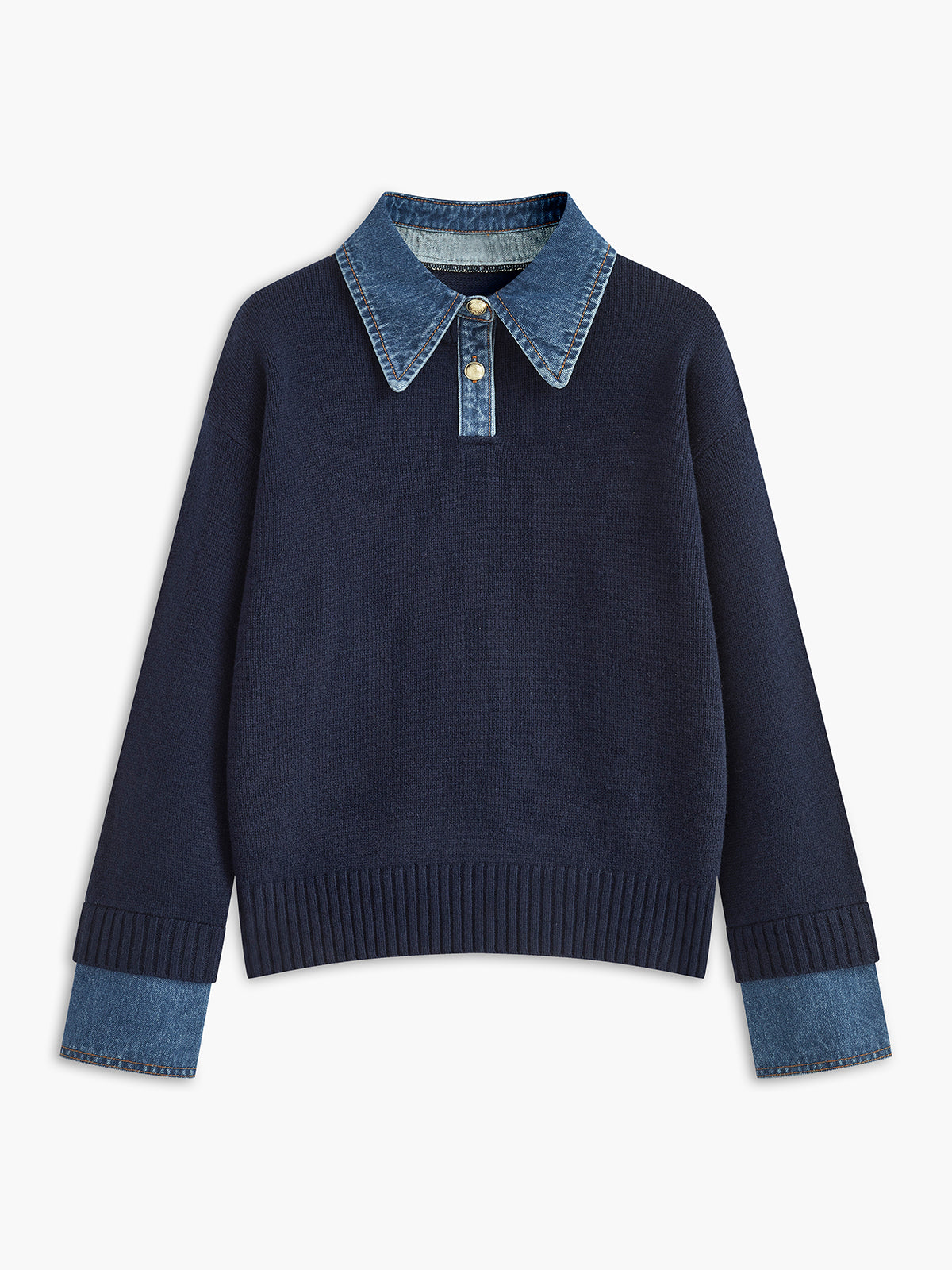 2 in 1 Panel Lapel Sweater 2 in 1 Panel Lapel Sweater