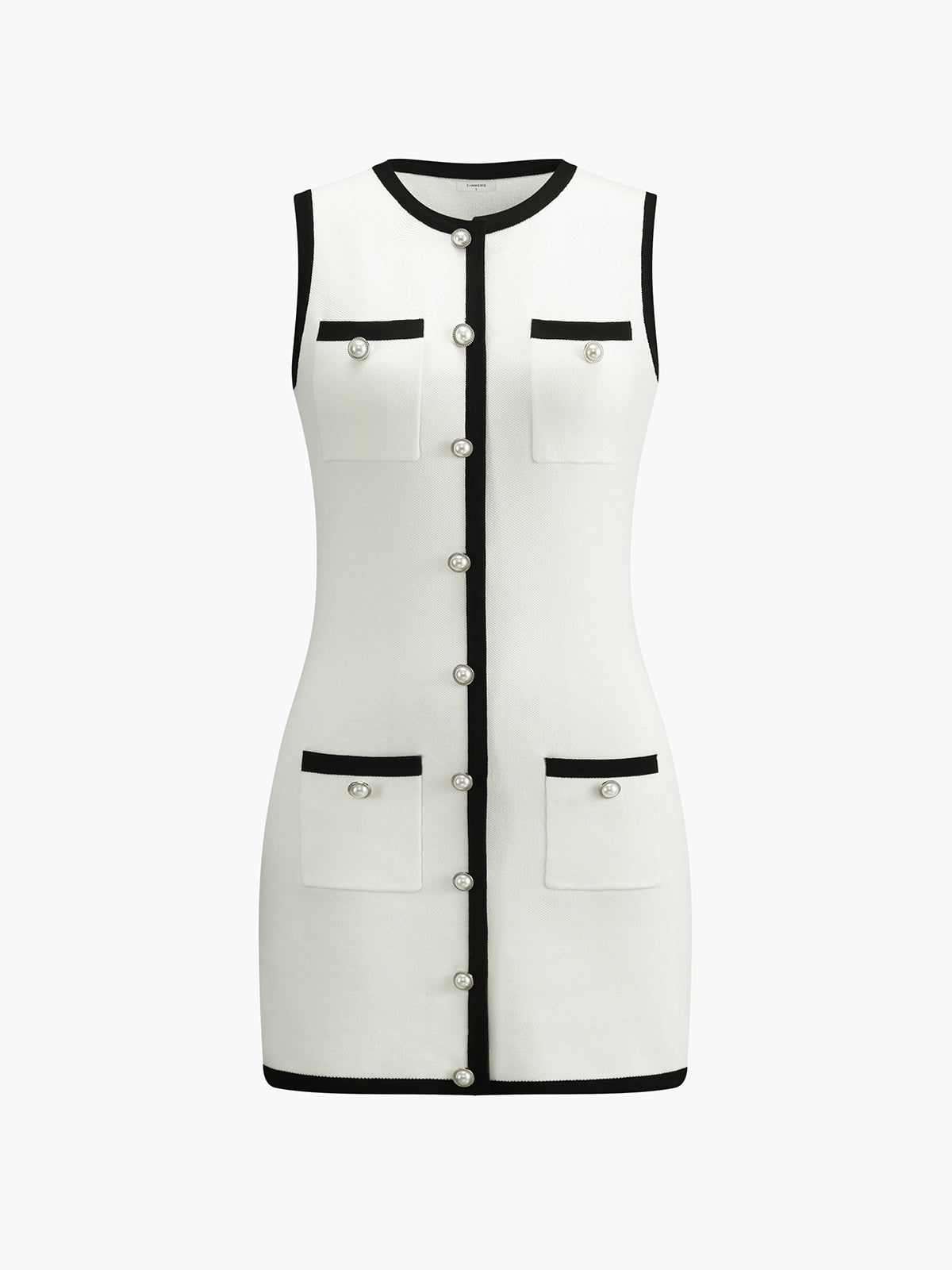 Multi Pocket Button Sleeveless Short Sweater Dress Multi Pocket Button Sleeveless Short Sweater Dress