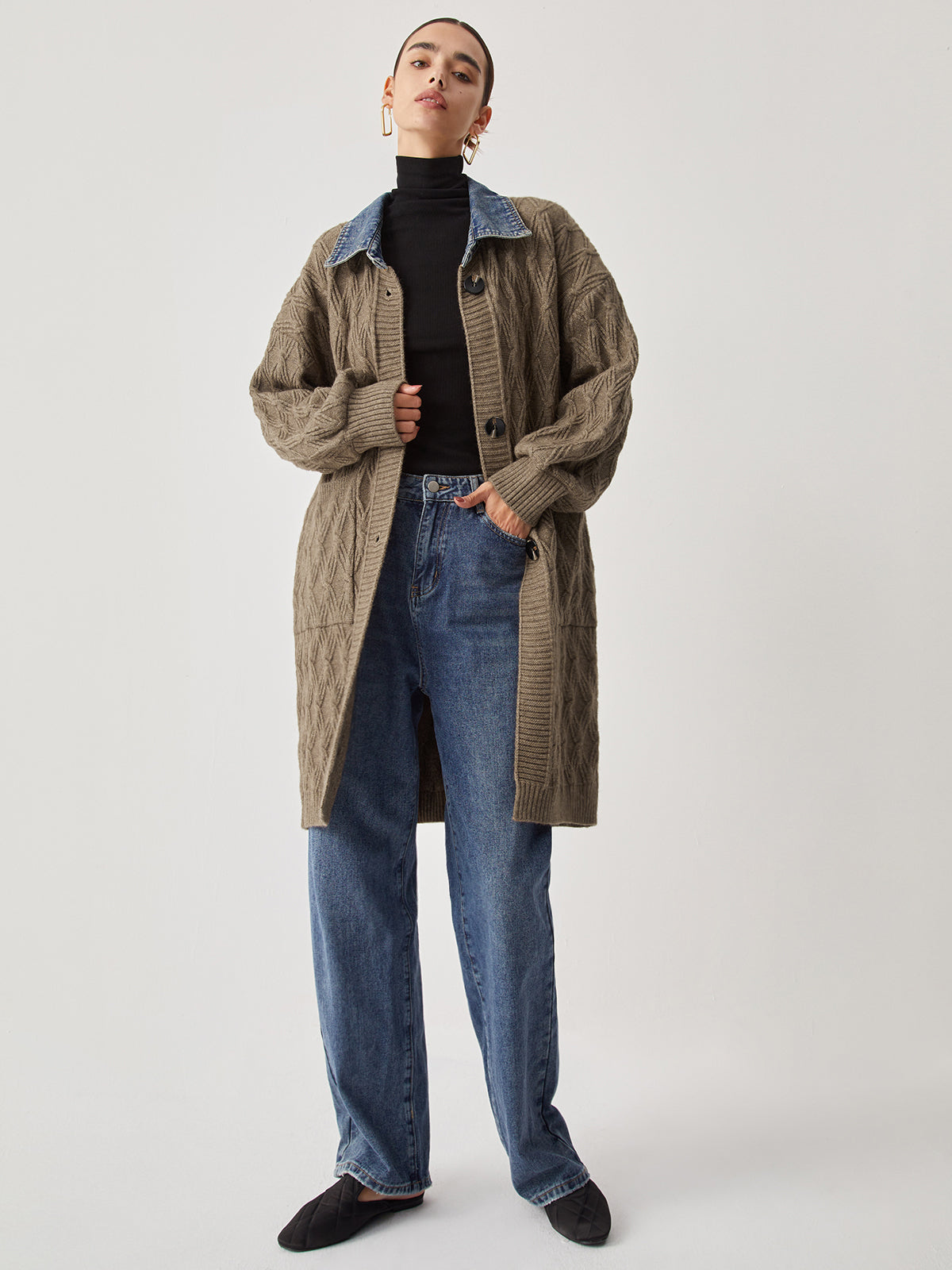 Diamond Stitch Knitting Longline Cardigan Diamond Stitch Knitting Longline Cardigan
