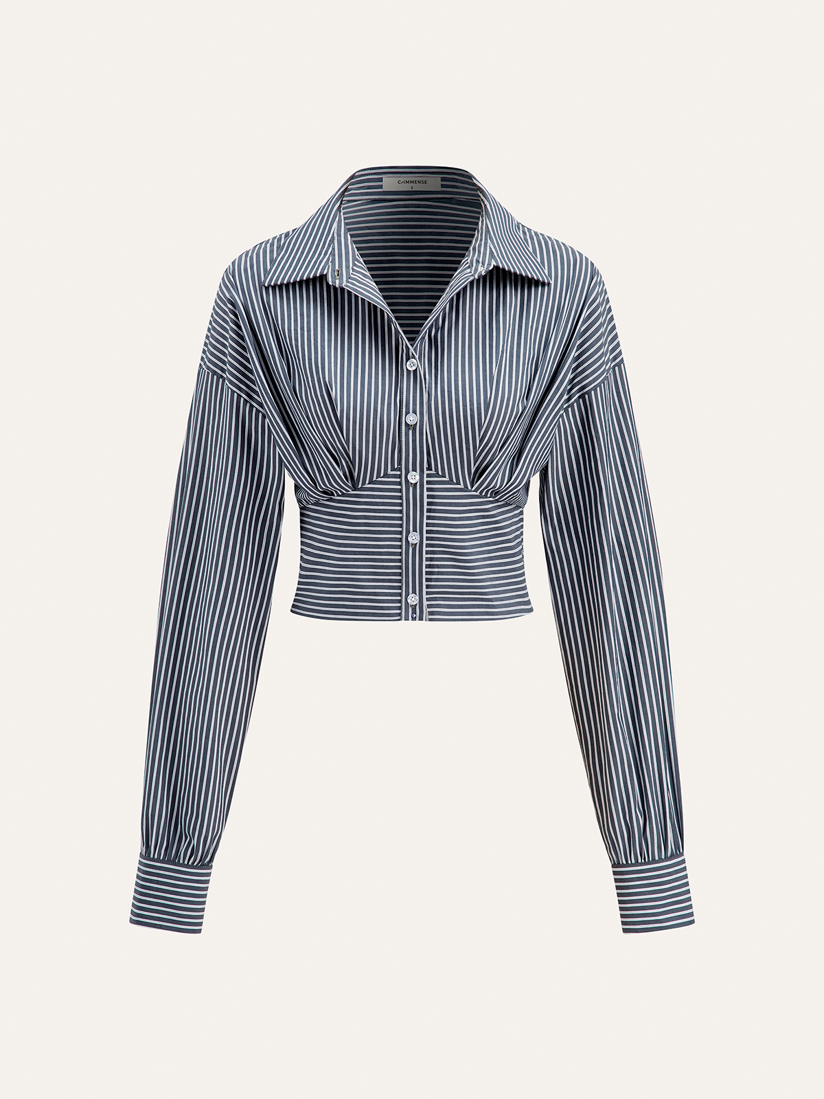 Striped Cinched Waist Cropped Shirt Striped Cinched Waist Cropped Shirt