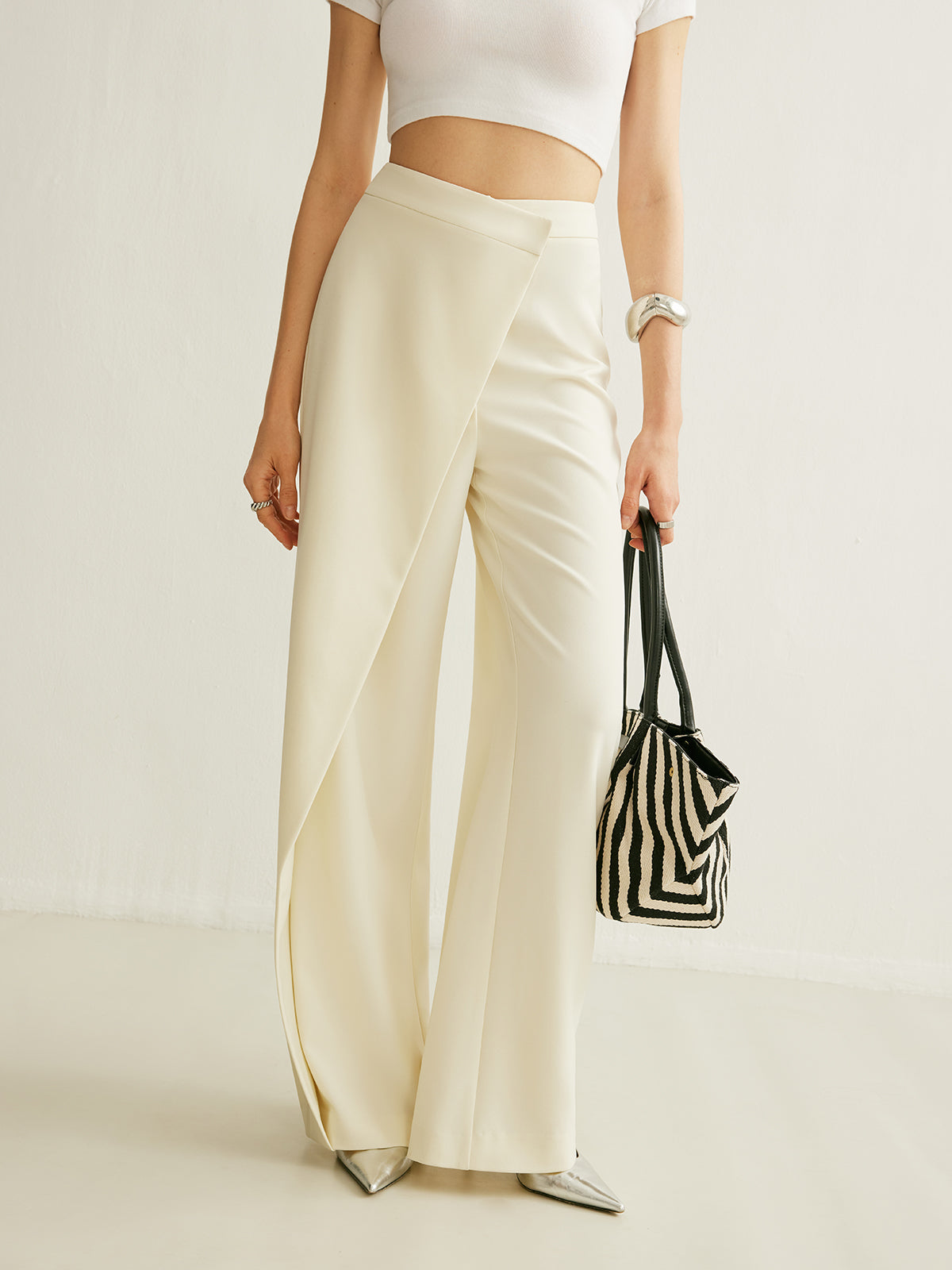 Asymmetrical Cross Wrap High-Waist Pants Asymmetrical Cross Wrap High-Waist Pants