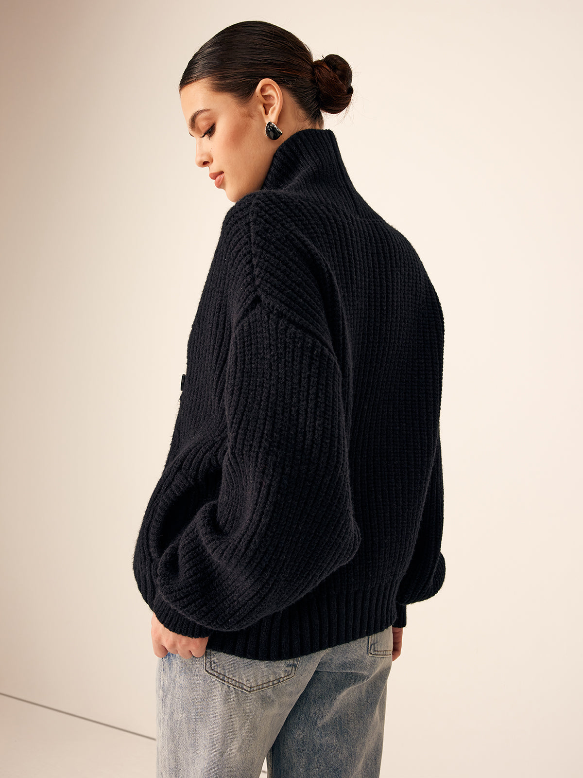 Ribbed Lapel Button Knit Outerwear Ribbed Lapel Button Knit Outerwear