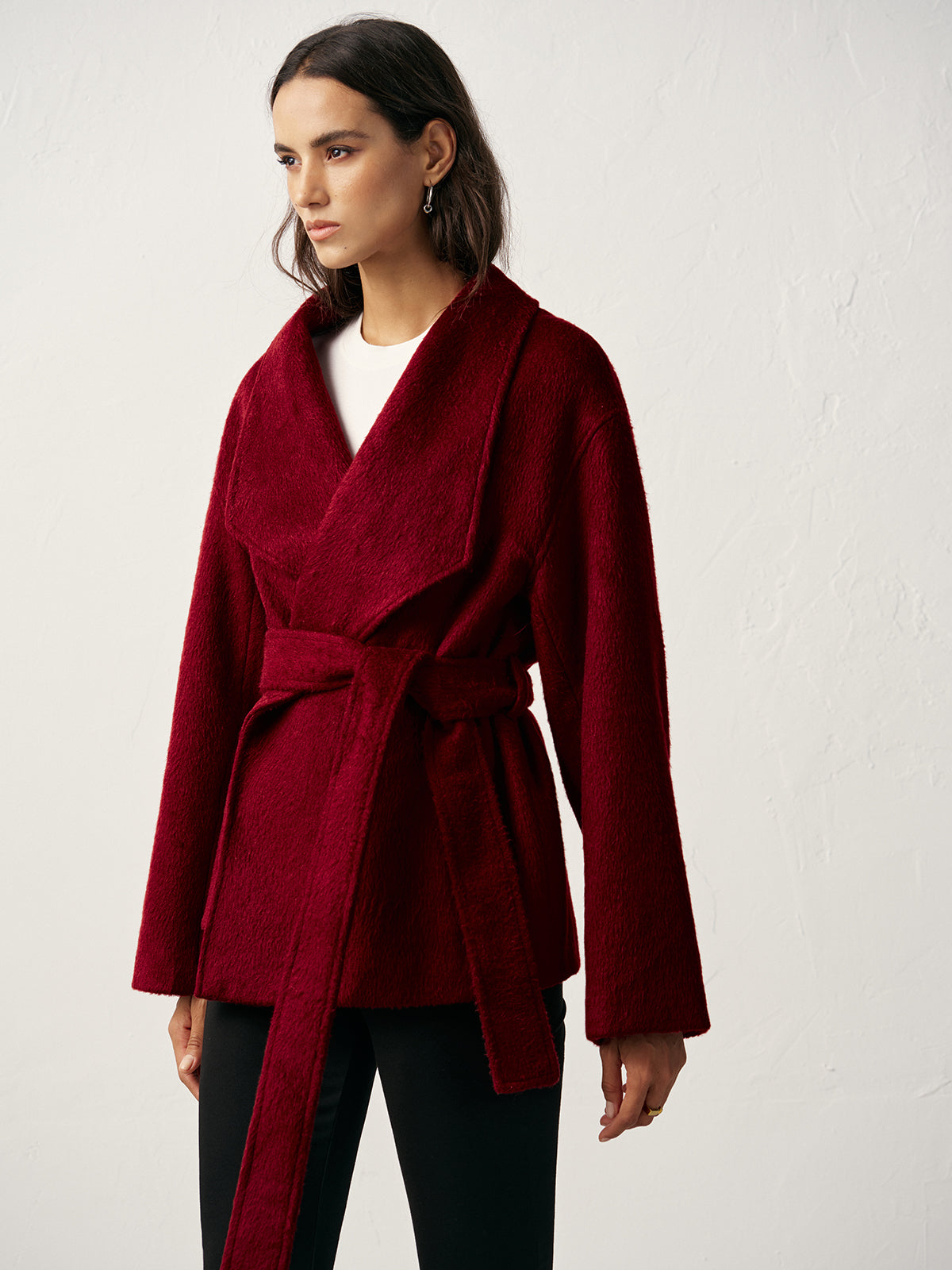 Wool Blend Belted Wrap Coat Wool Blend Belted Wrap Coat
