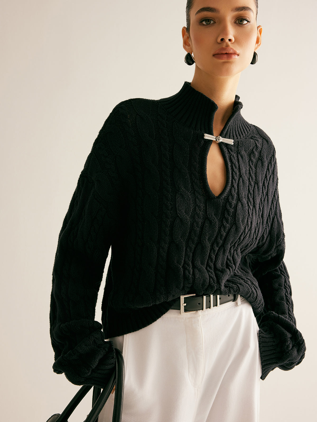 Cotton Keyhole Neckline Knit Top Cotton Keyhole Neckline Knit Top