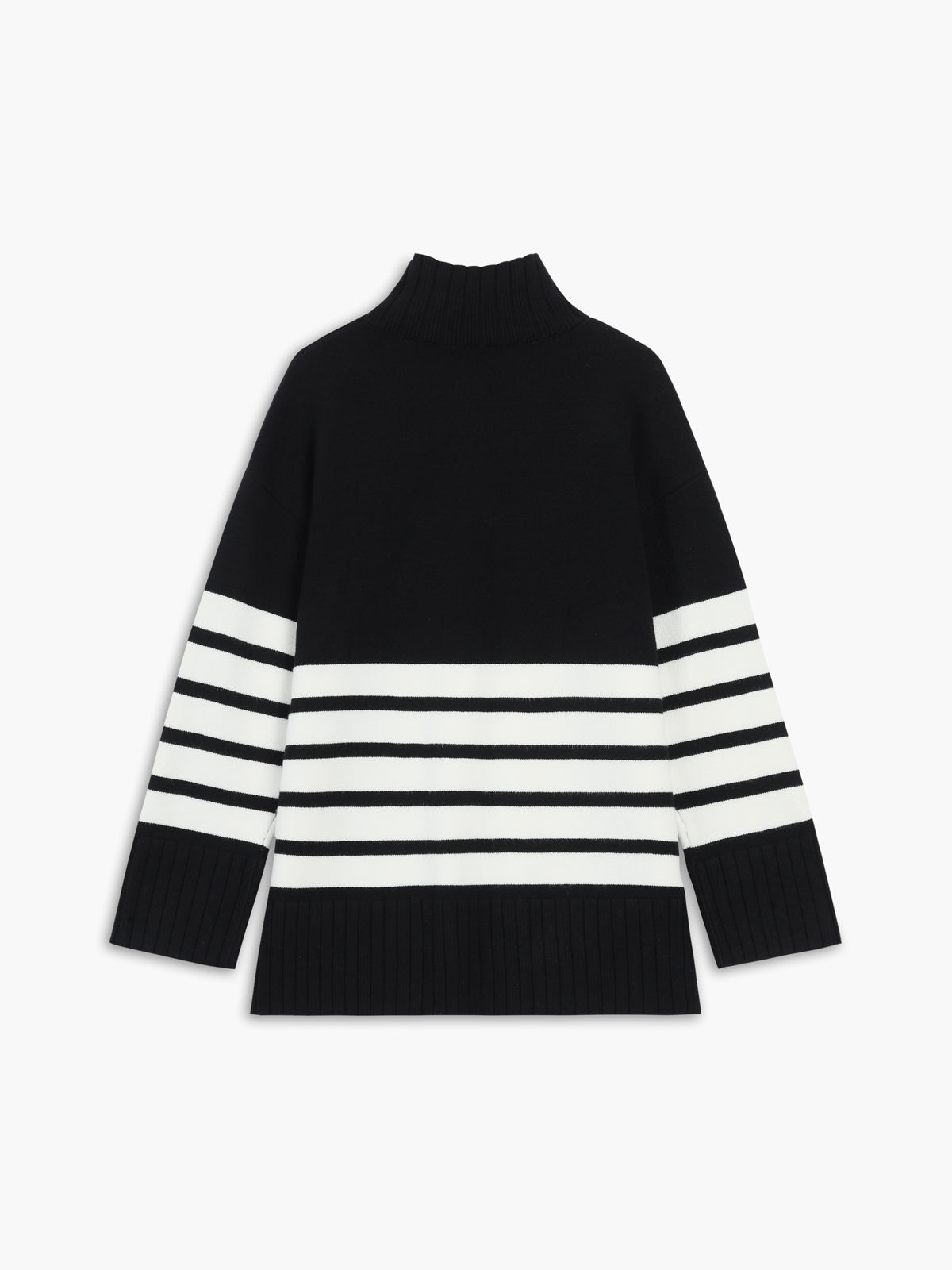 Miss Paris Mock Neck Stripe Sweater Miss Paris Mock Neck Stripe Sweater