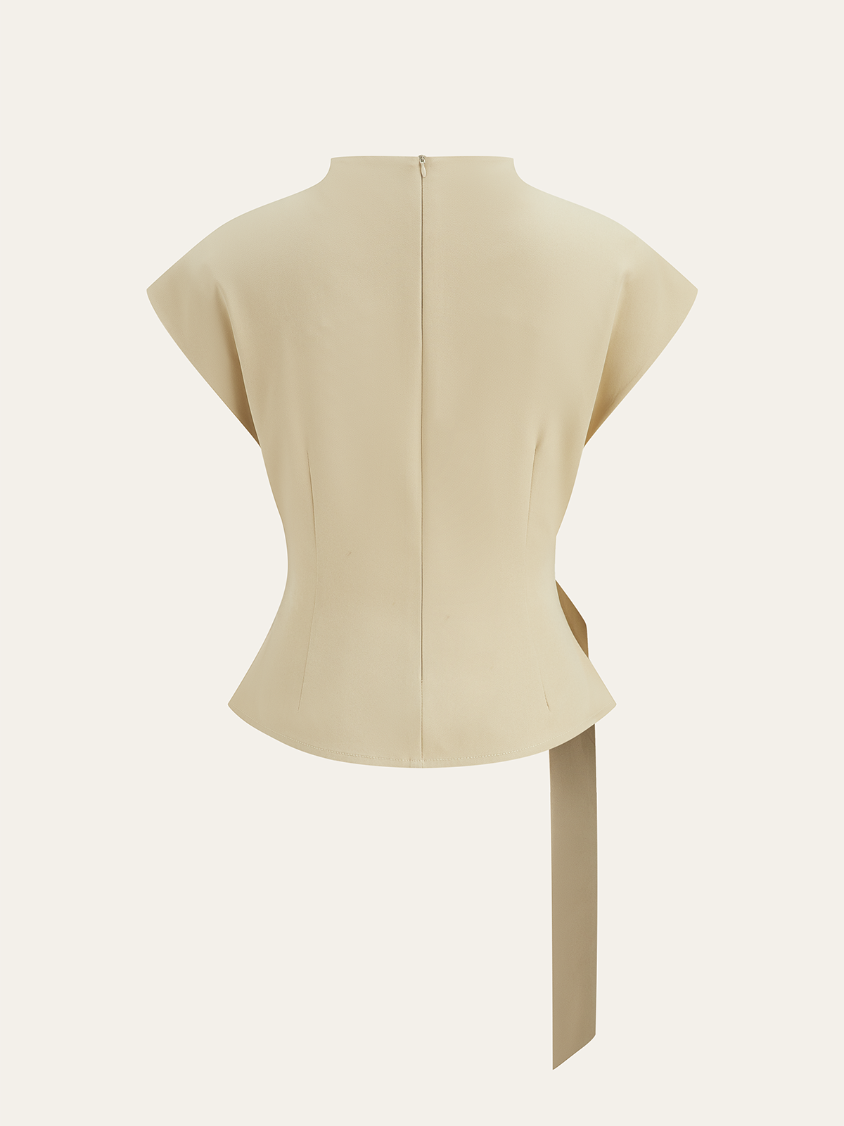 Belted Mock Neck Short-Sleeve Blouse Belted Mock Neck Short-Sleeve Blouse
